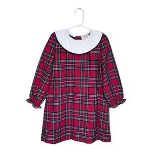 The Beaufort Bonnet Company Red Plaid Dress with White Collar - Size 6